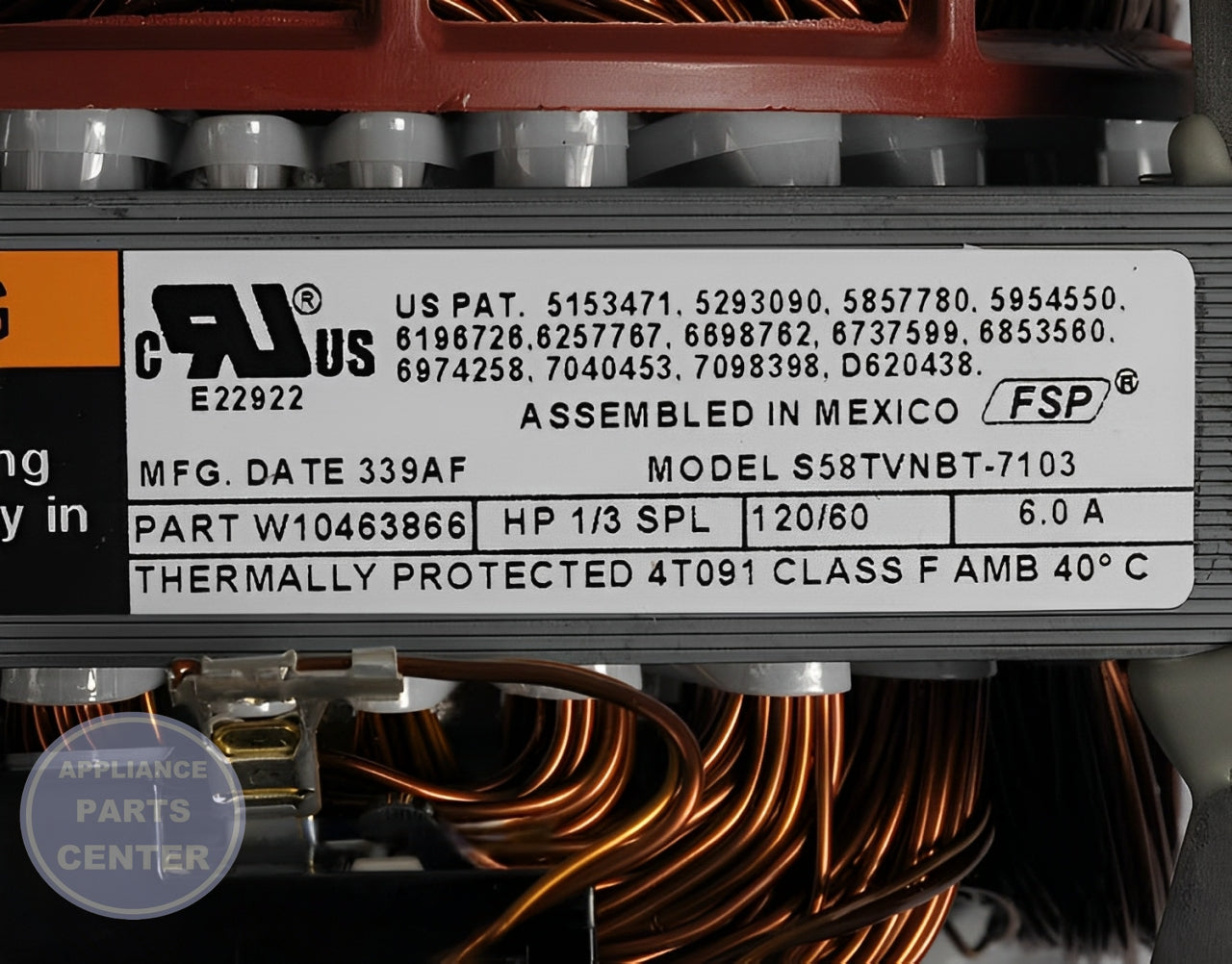 MOTOR-DRVE WPW10463866 - Detailed view of high-performance motor details
