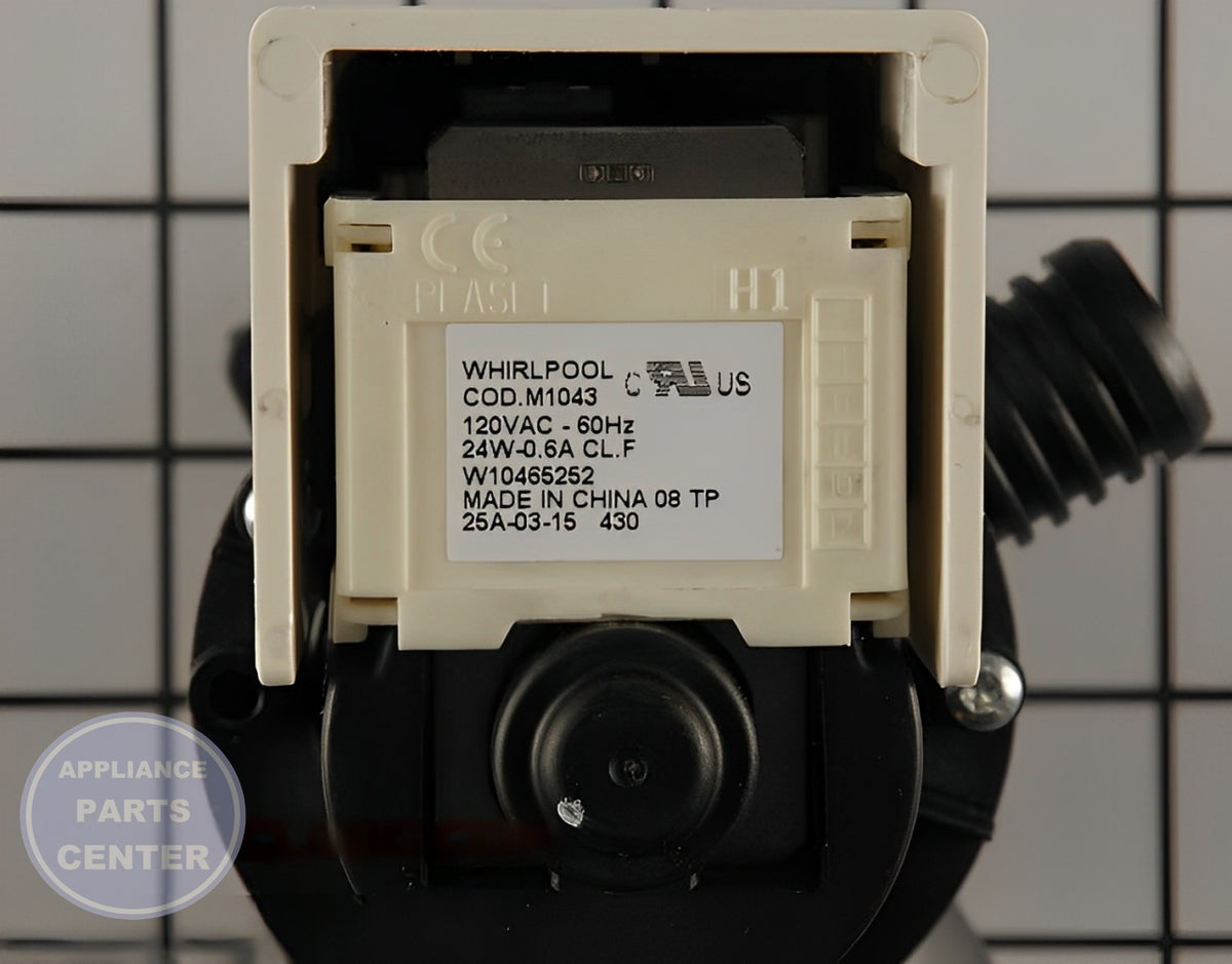 WHIRLPOOL WATER PUMP WPW10465252 - Detailed view of high-quality technical details