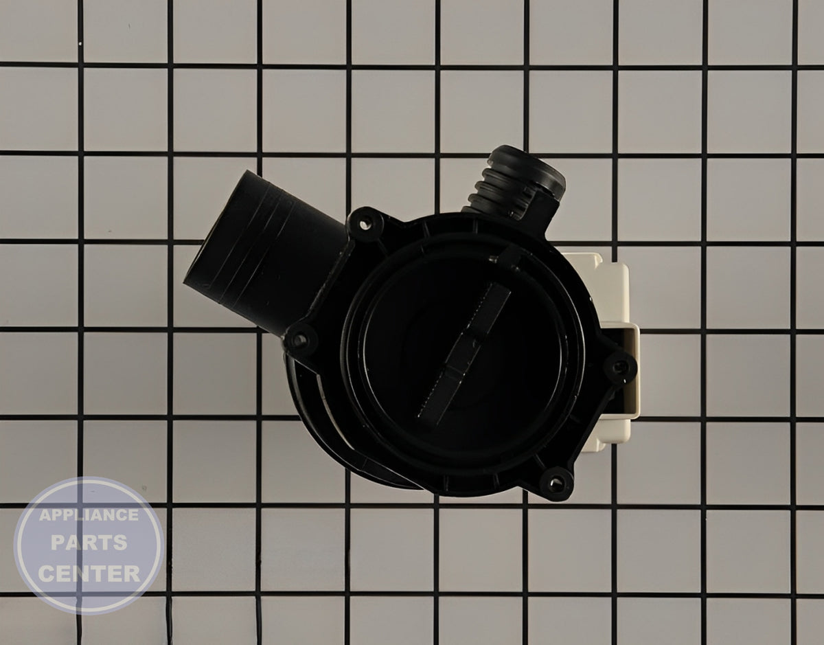 WHIRLPOOL WATER PUMP WPW10465252 - Side view with precise specifications