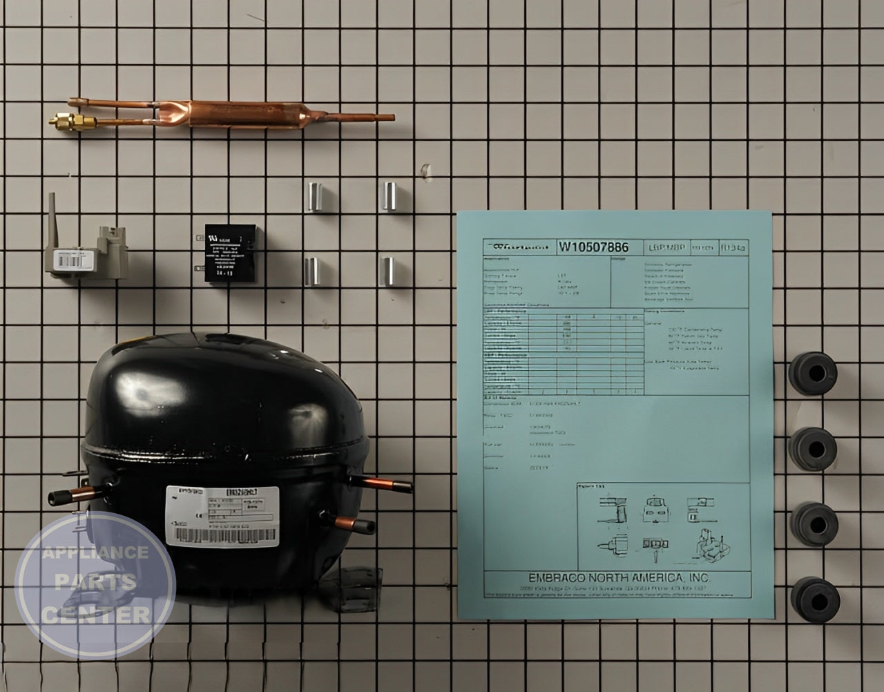 WHIRLPOOL REFRIGERATOR COMPRESSOR WPW10507886 - Main view showing efficient cooling for various models