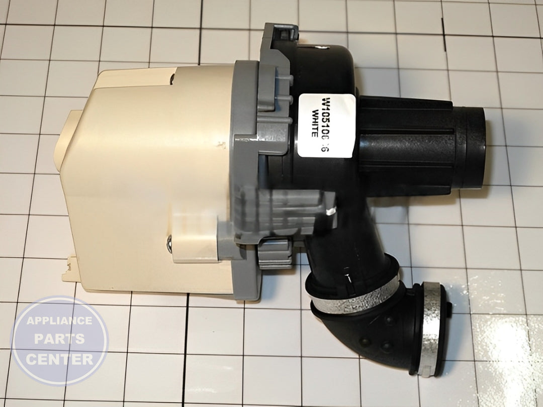 Whirlpool Dishwasher Pump Motor WPW10510666 - Main view showing enhanced cleaning power for Whirlpool dishwasher models