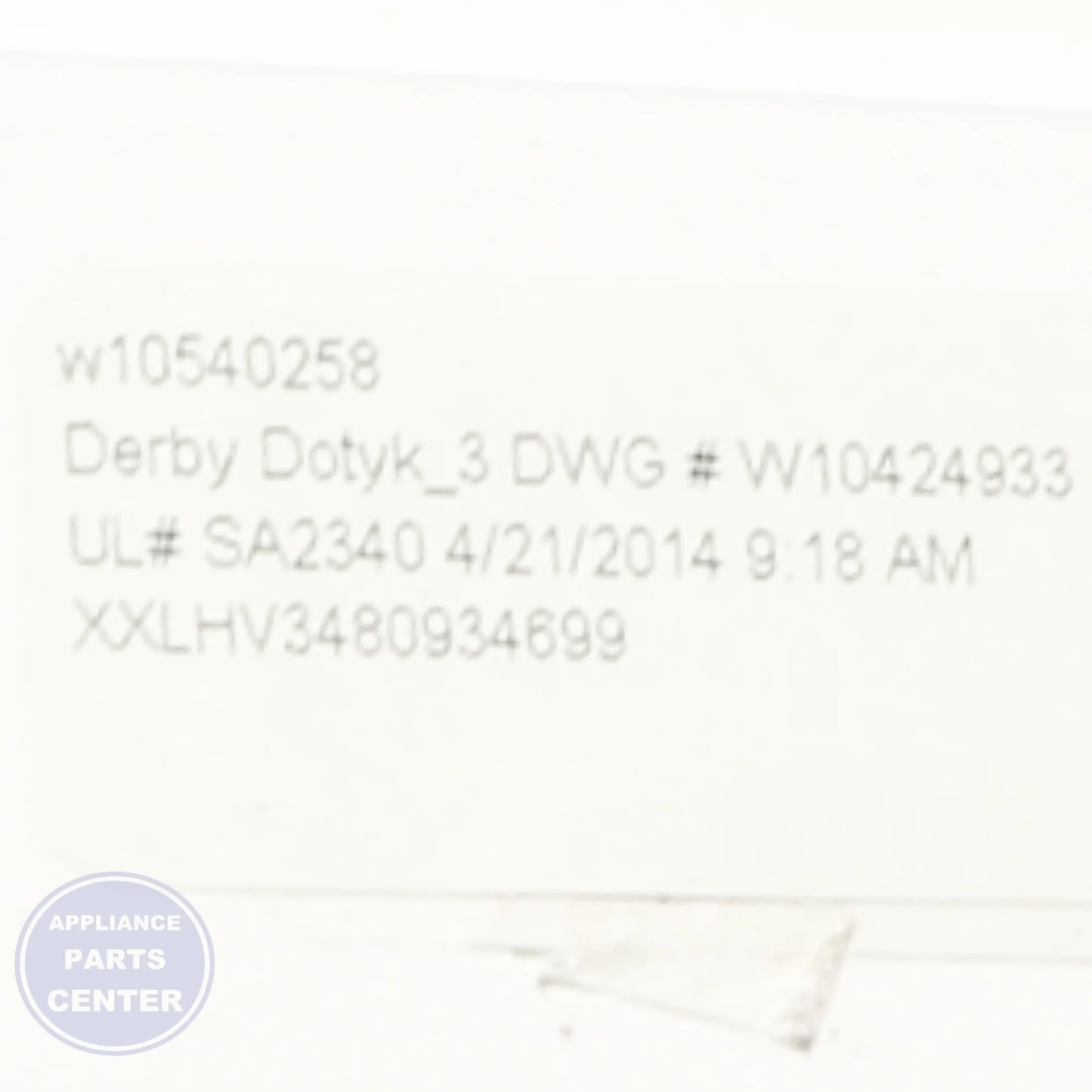 WPL COVER WPW10540258 - Installation in specific model showing key mounting points