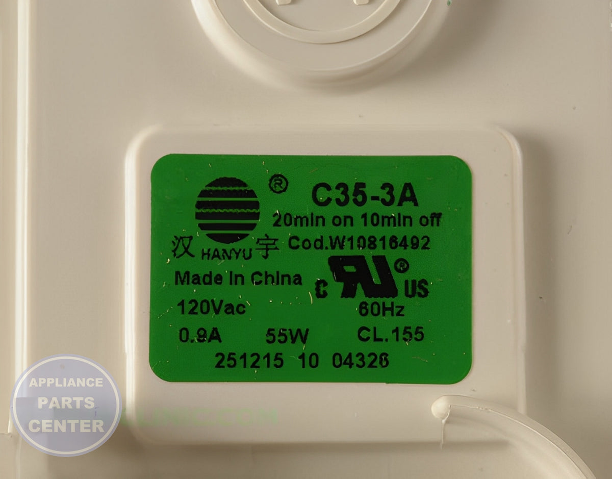 Whirlpool Dishwasher Pump WPW10605057 - Detailed view with technical details