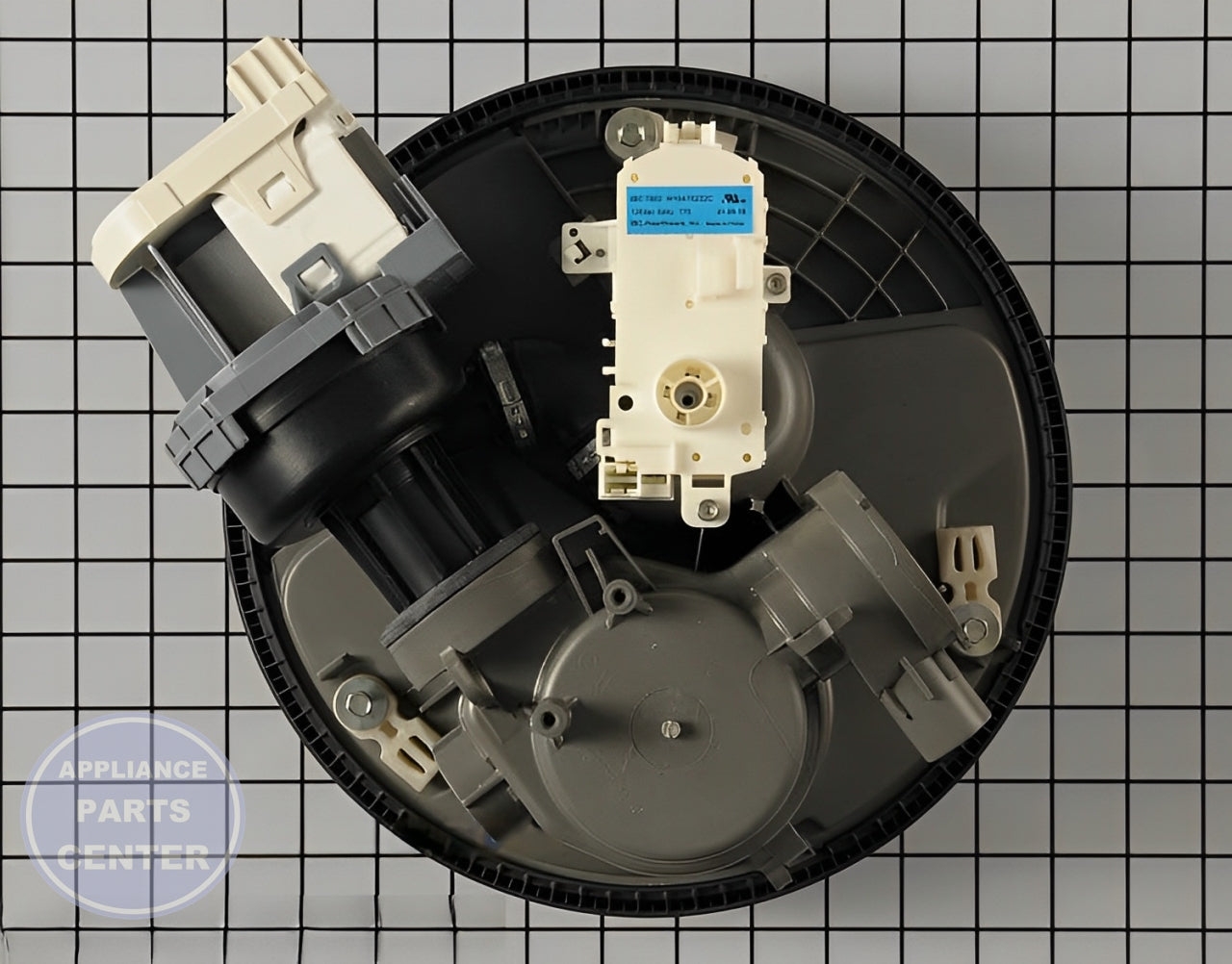Whirlpool Dishwasher Pump WPW10605057 - Main view showing powerful water flow for specific models