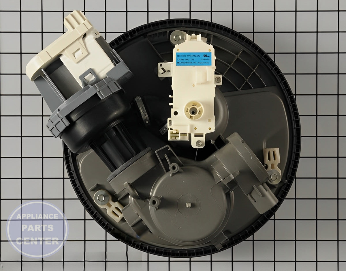 Whirlpool Dishwasher Pump WPW10605057 - Main view showing powerful water flow for specific models