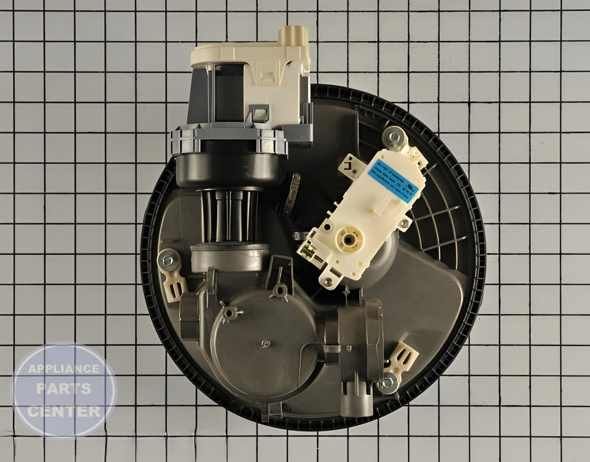 [DISHWASHER PUMP & MOTOR] [WPW10605058] - Side view with precise measurements