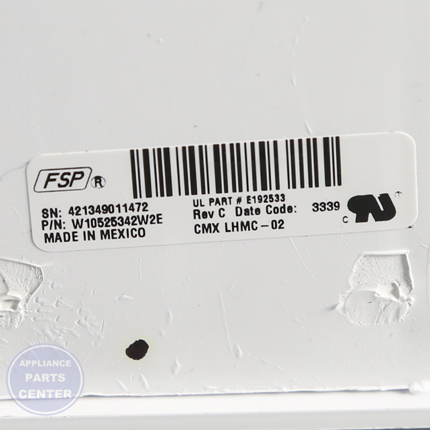 CNTRL-ELEC WPW10629627 - Side view with industry-standard specs