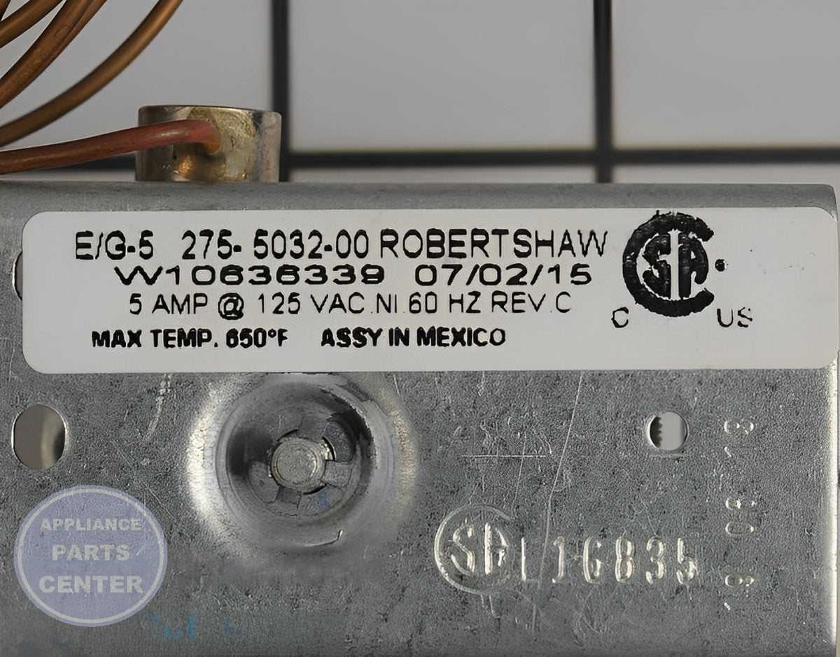 WHIRLPOOL THERMOSTAT WPW10636339 - Detailed view of durable construction