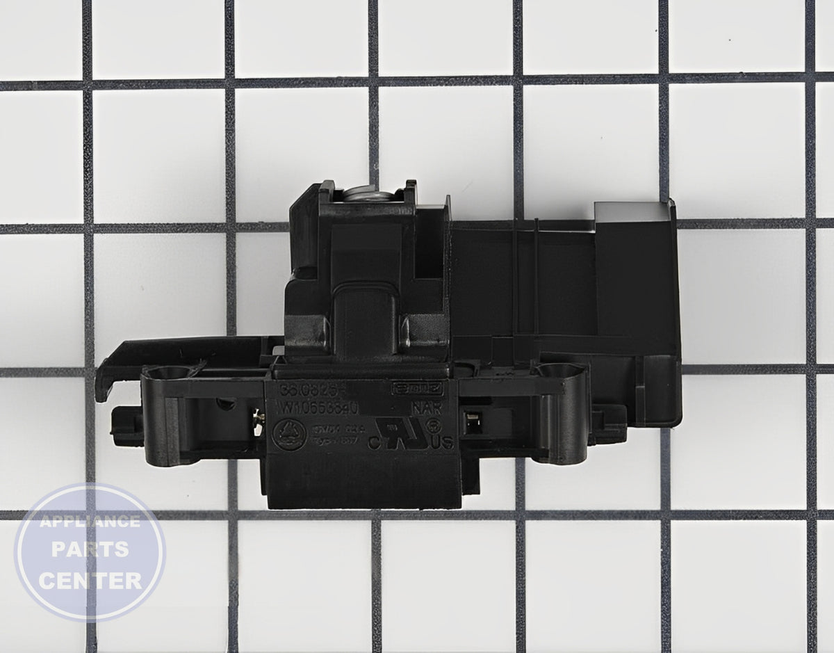 WHIRLPOOL DOOR LATCH WPW10653840 - Detailed view of sturdy latch construction