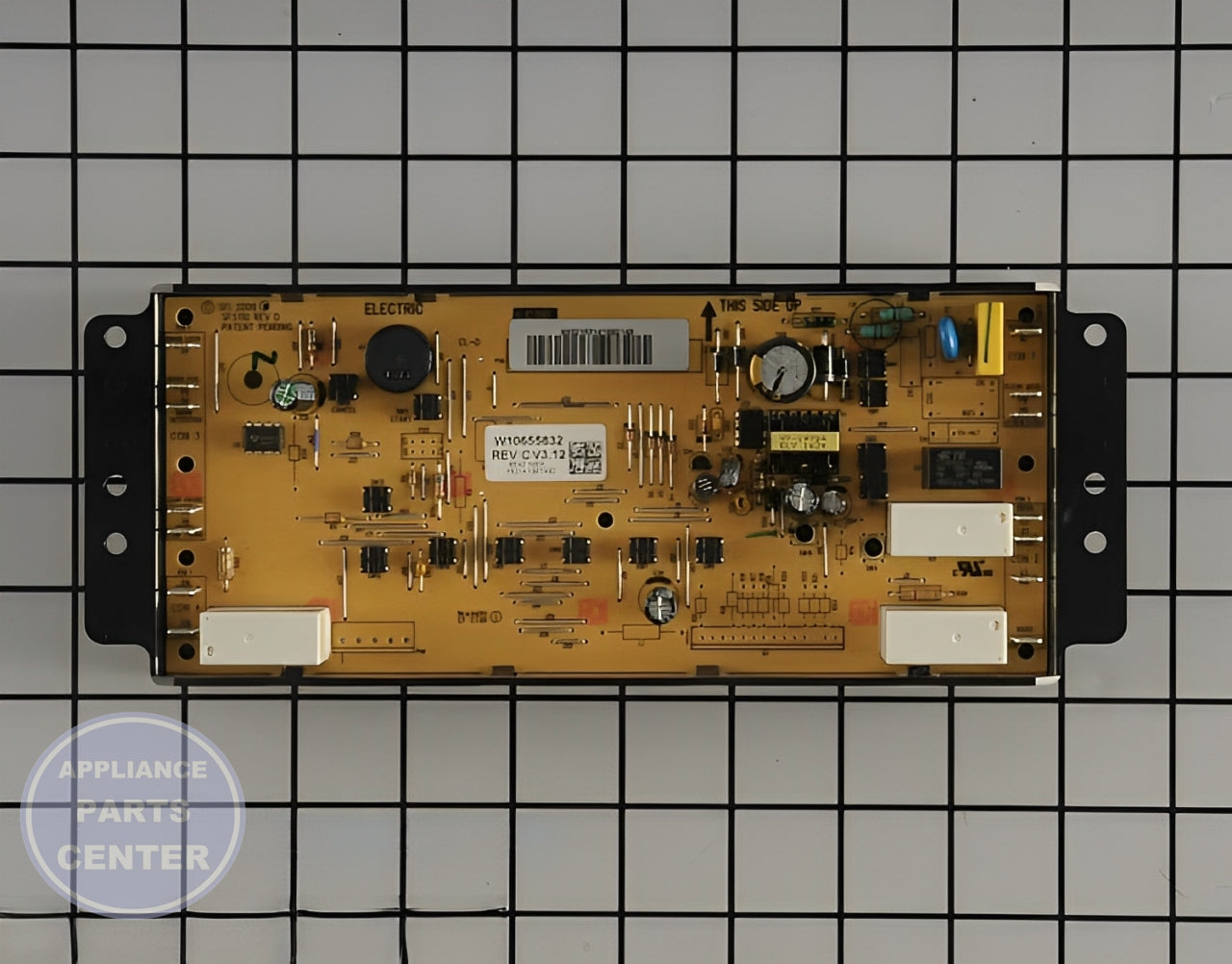 Control Board WPW10655832 - Side view with precise measurements