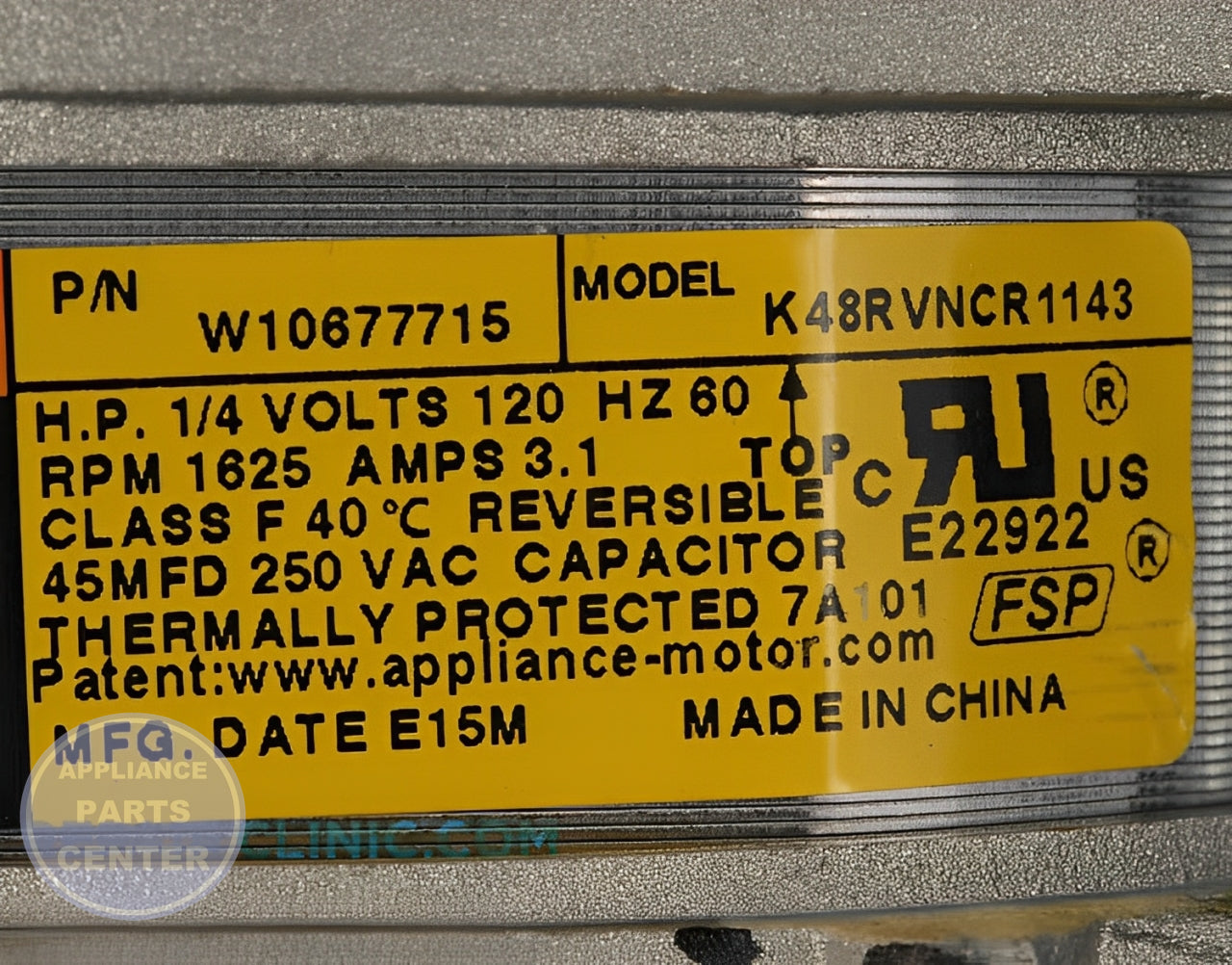 Drive Motor WPW10677715 - Detailed view of efficient motor design