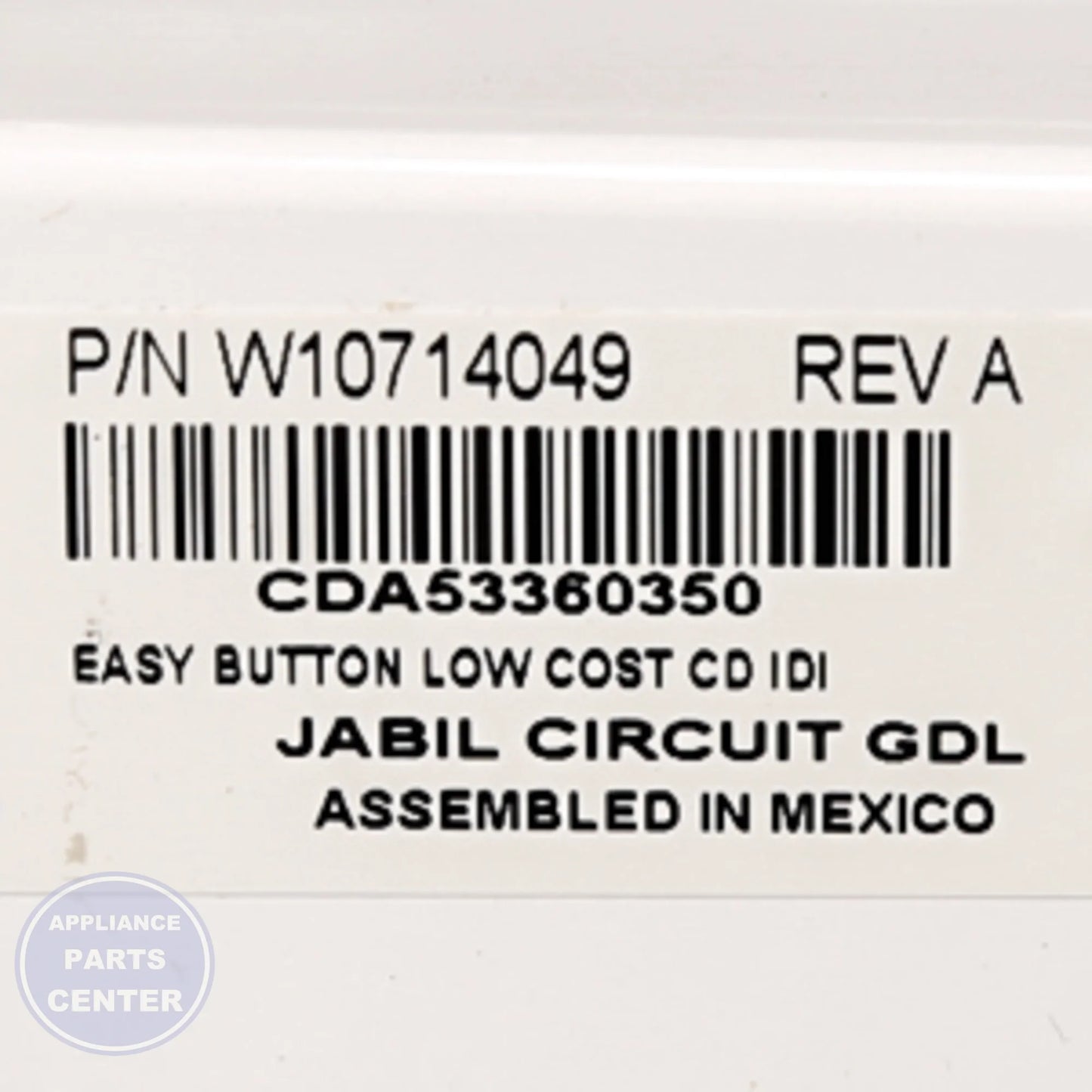 CNTRL-ELEC WPW10714049 - Side view with accurate circuitry specs