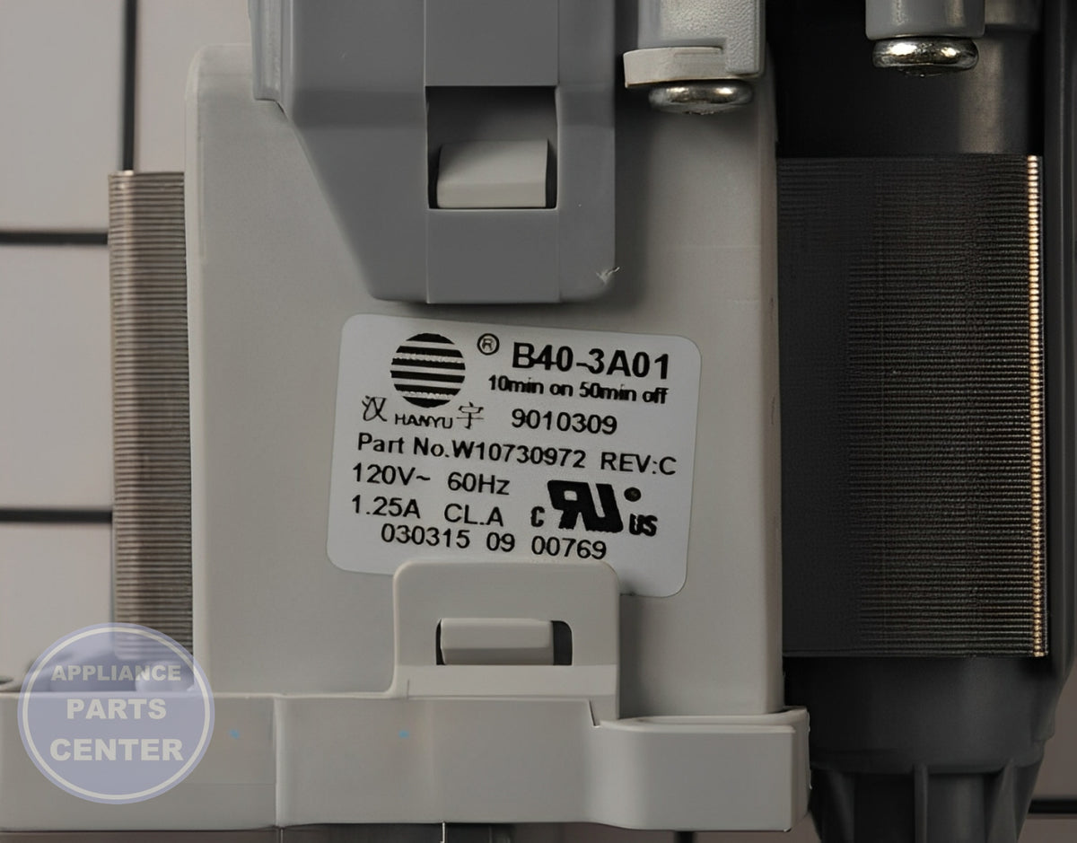 WHIRLPOOL WASHER WATER PUMP WPW10730972 - Detailed view of high-quality materials