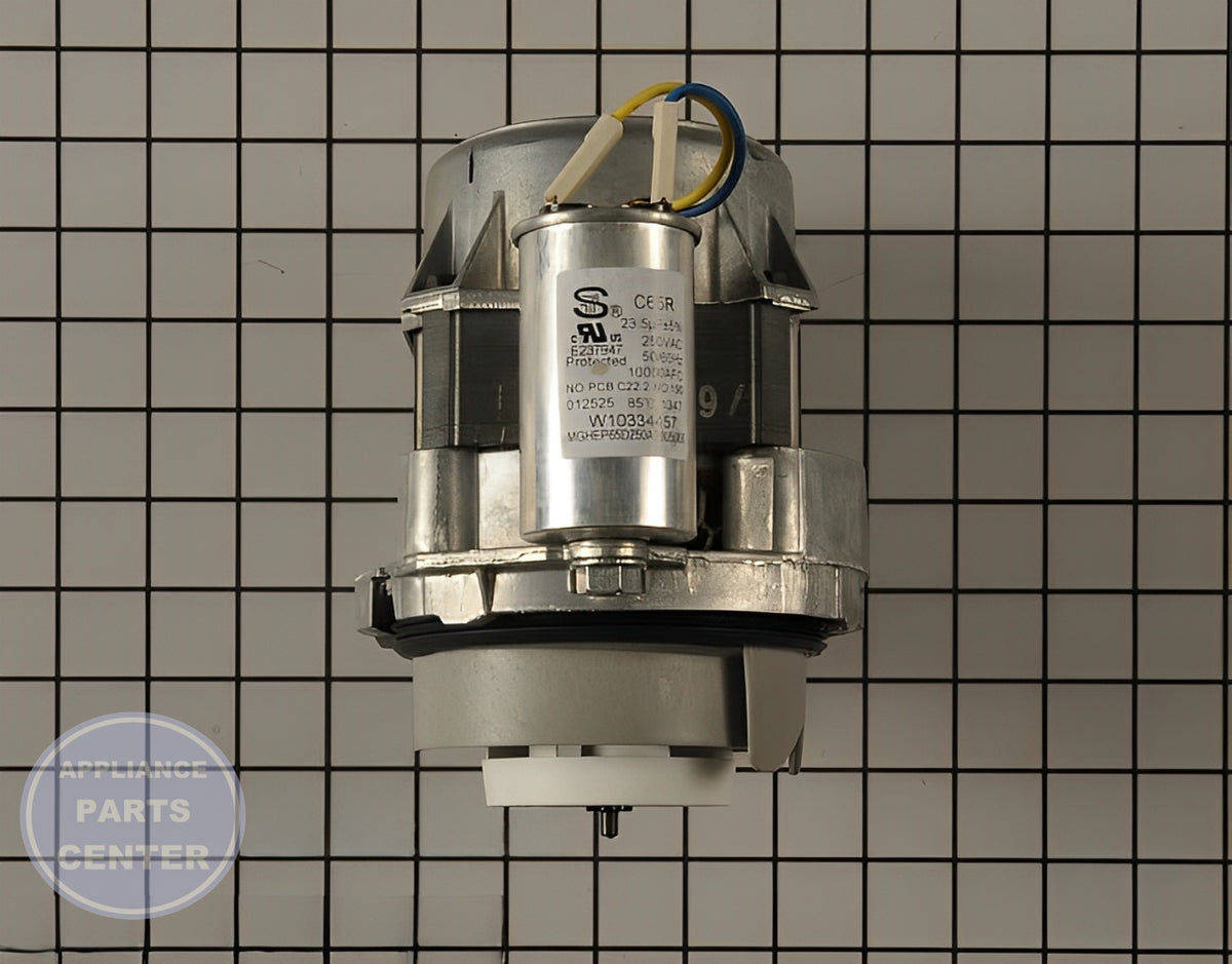 WHIRLPOOL CIRCULATION PUMP AND MOTOR WPW10757217 - Installation in WPL Dishwasher showing key mounting points