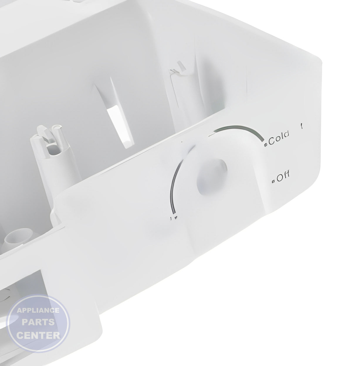 GE REFRIGERATOR CONTROL HOUSING WR02X30172 - Side view with exact measurements