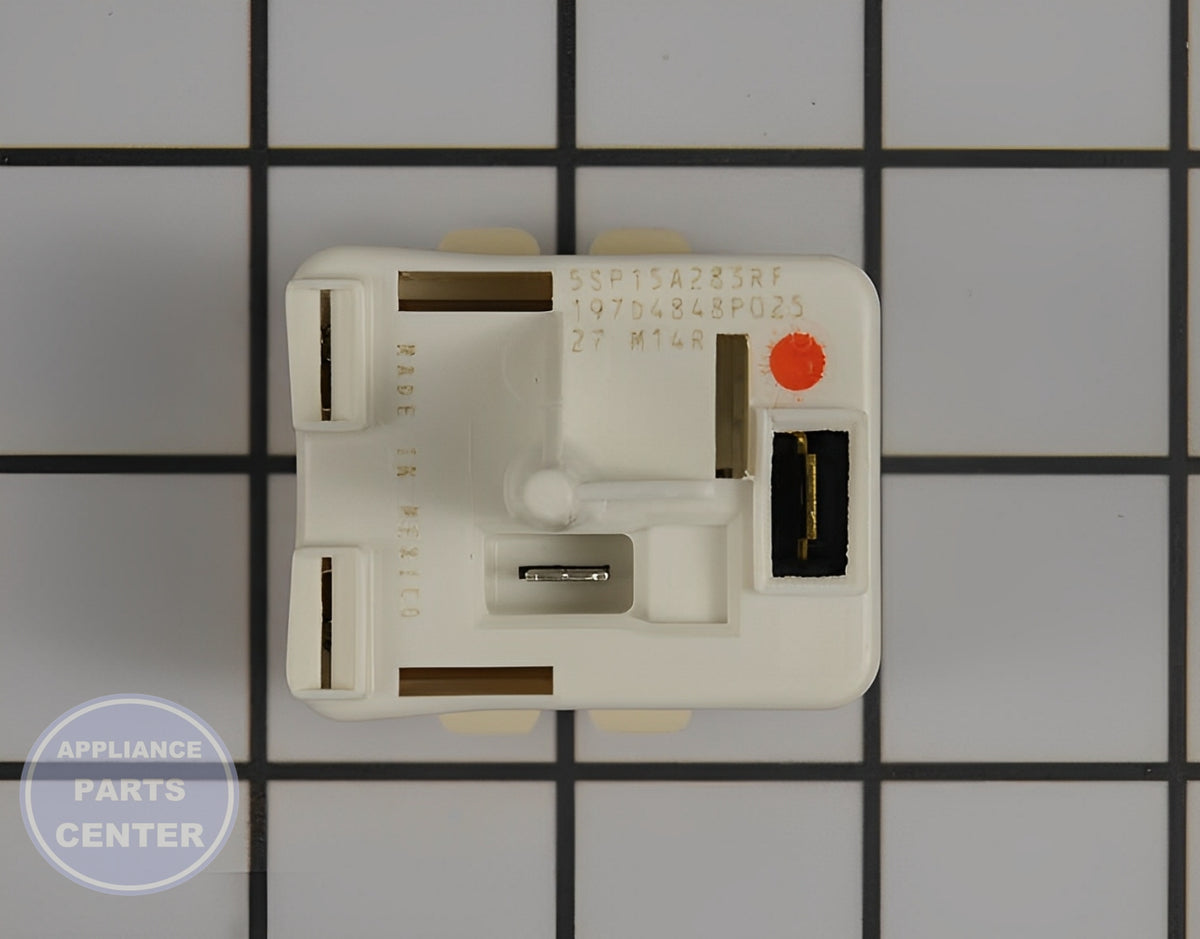 GE REFRIGERATOR PTCR OVERLOAD COMBO WR07X10133 - Side view with precise measurements
