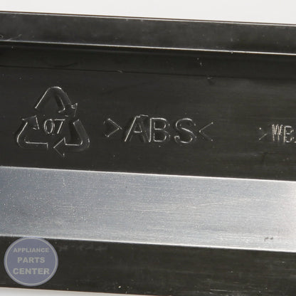 REFRIGERATOR HANDLE WR12X10985 - Detailed view of black handle with specific technical details