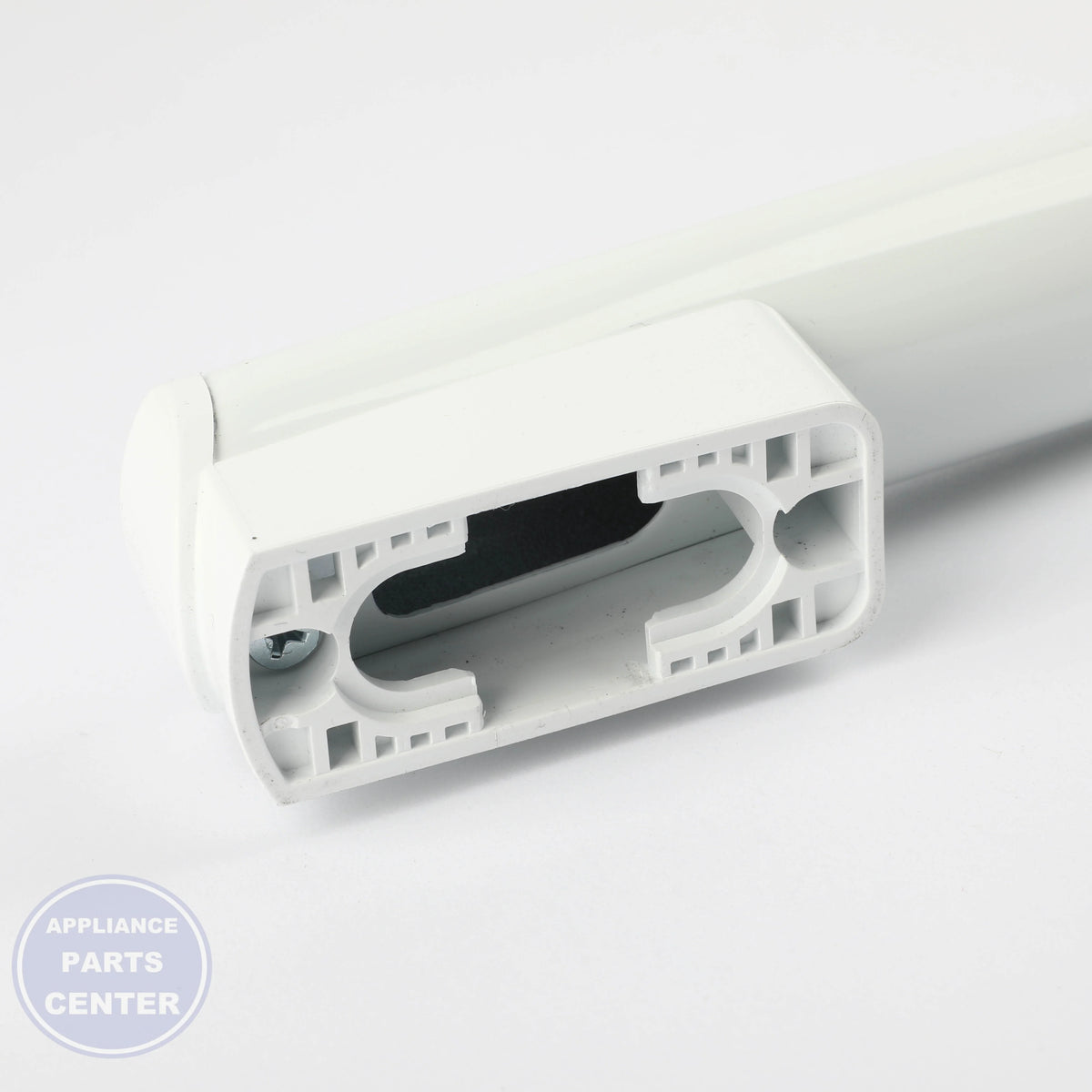 GEH WHITE FREEZER DOOR HANDLE WR12X34316 - Installation in GEH refrigerator showing key mounting points