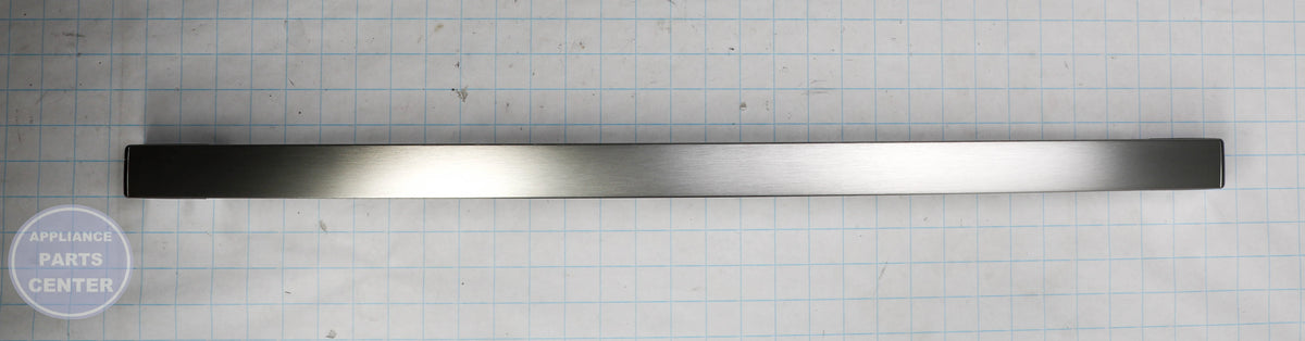 STAINLESS REFRIGERATOR HANDLE WR12X42268 - Side view with precise measurements