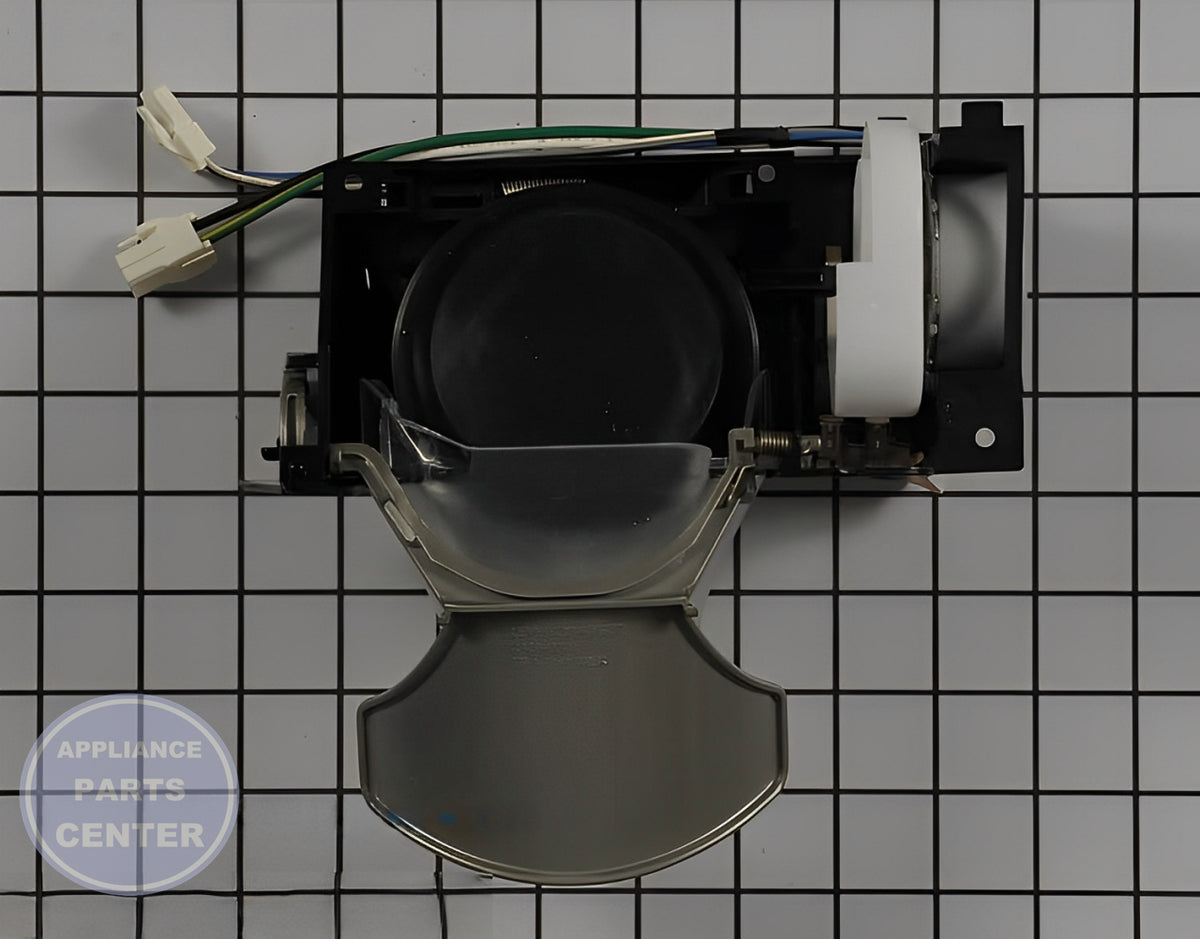 GE REFRIGERATOR ICE ROUTE ASSEMBLY CASE WR13X10737 - Detailed view of the high-quality ice routing component