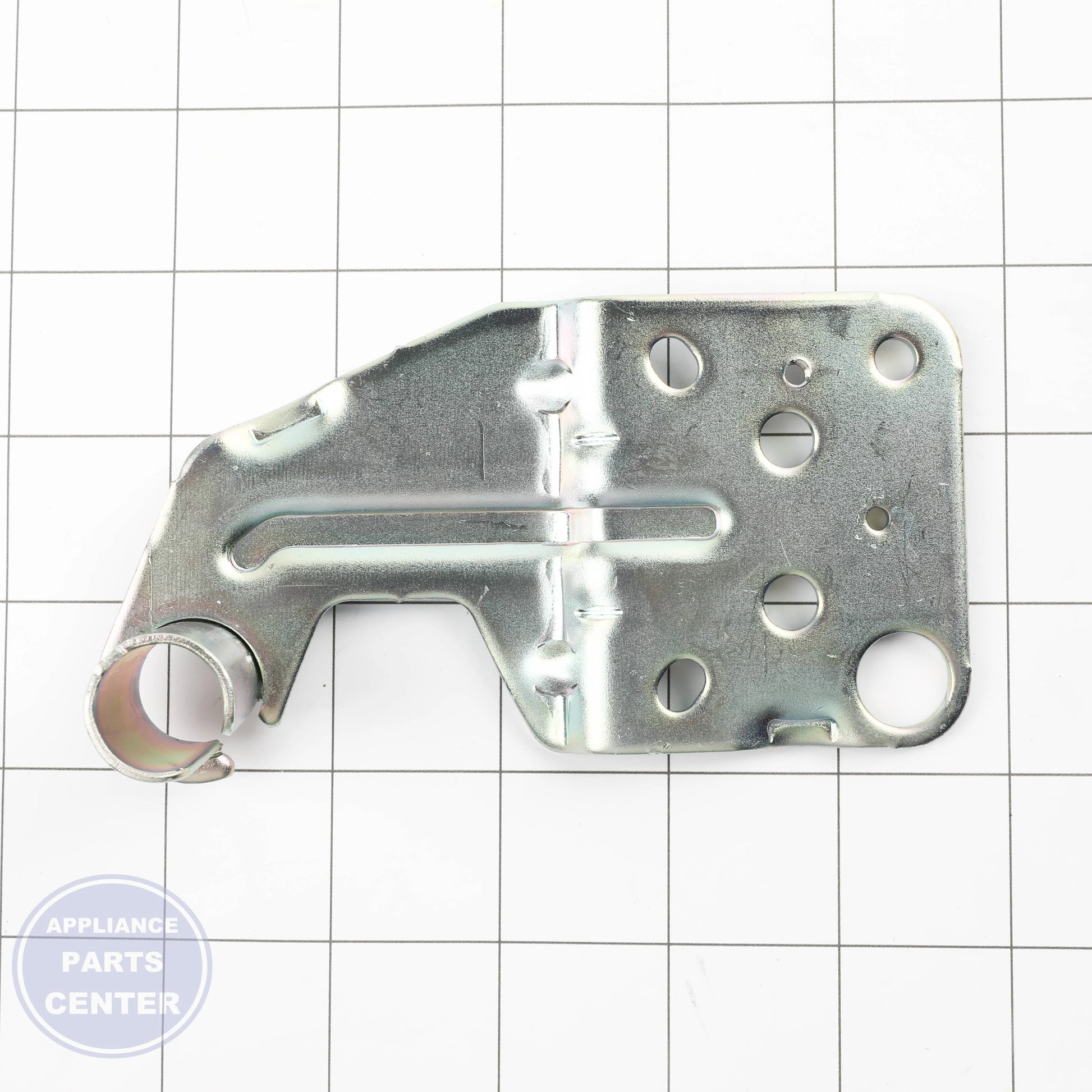REFRIGERATOR DOOR LEFT UPPER HINGE WR13X32502 - Side view with 50 lbs load capacity