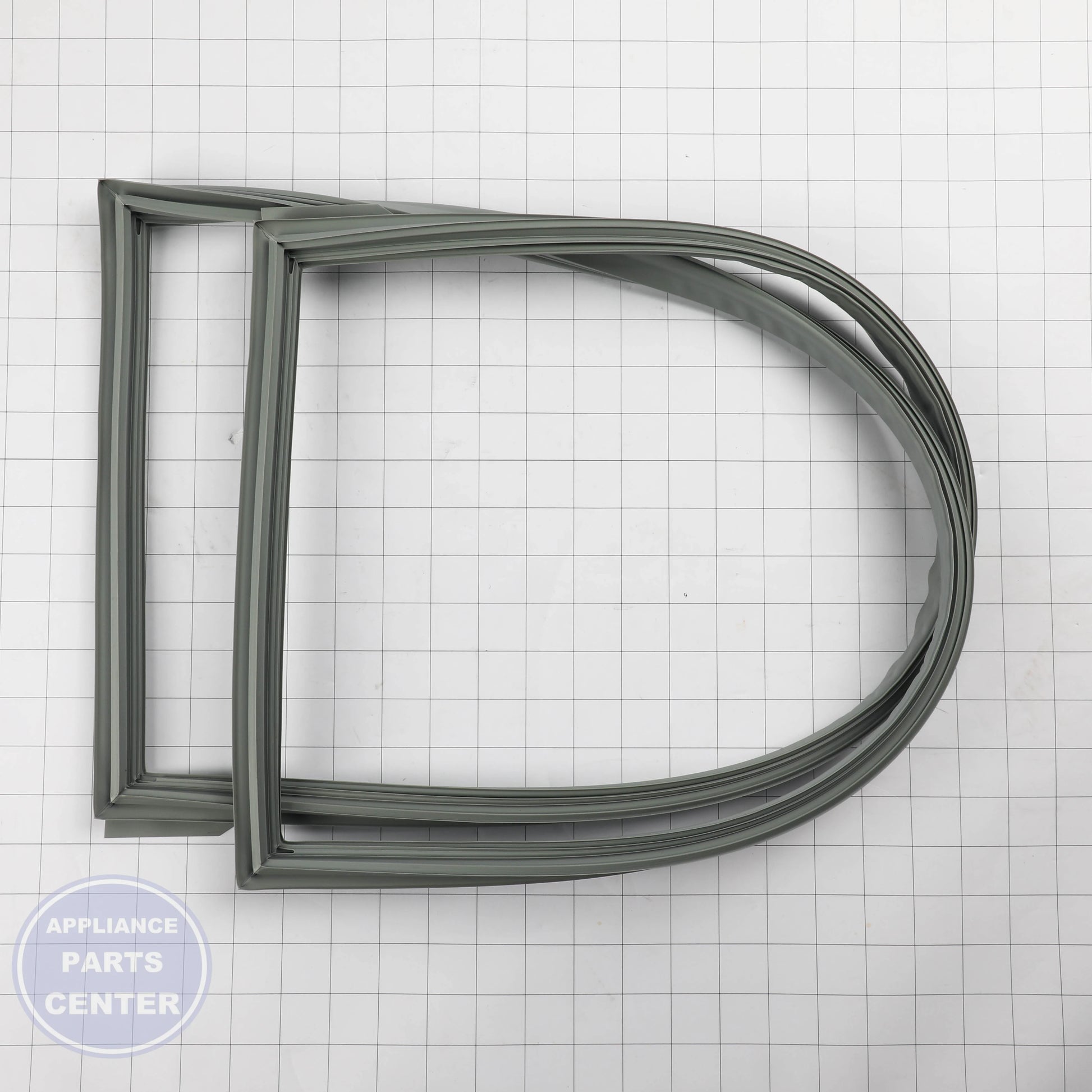 REFER COMPARTMENT DOOR SEAL ASSEMBLY WR14X28487 - Side view with precise measurements for ideal fit