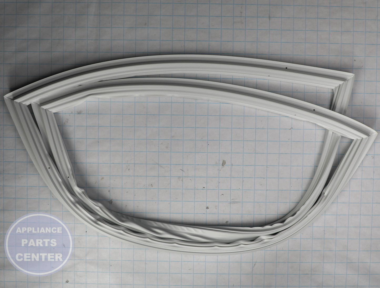 WHITE FRESH FOOD DOOR GASKET 19 - Side view with precise measurements