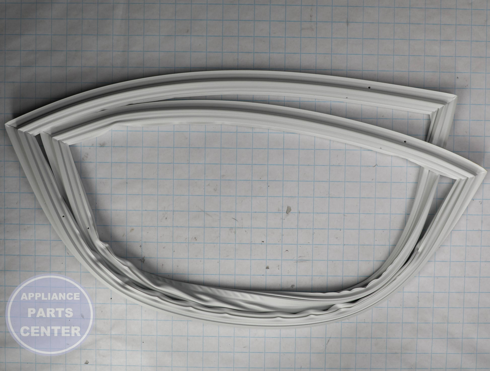 WHITE FRESH FOOD DOOR GASKET 19 - Side view with precise measurements