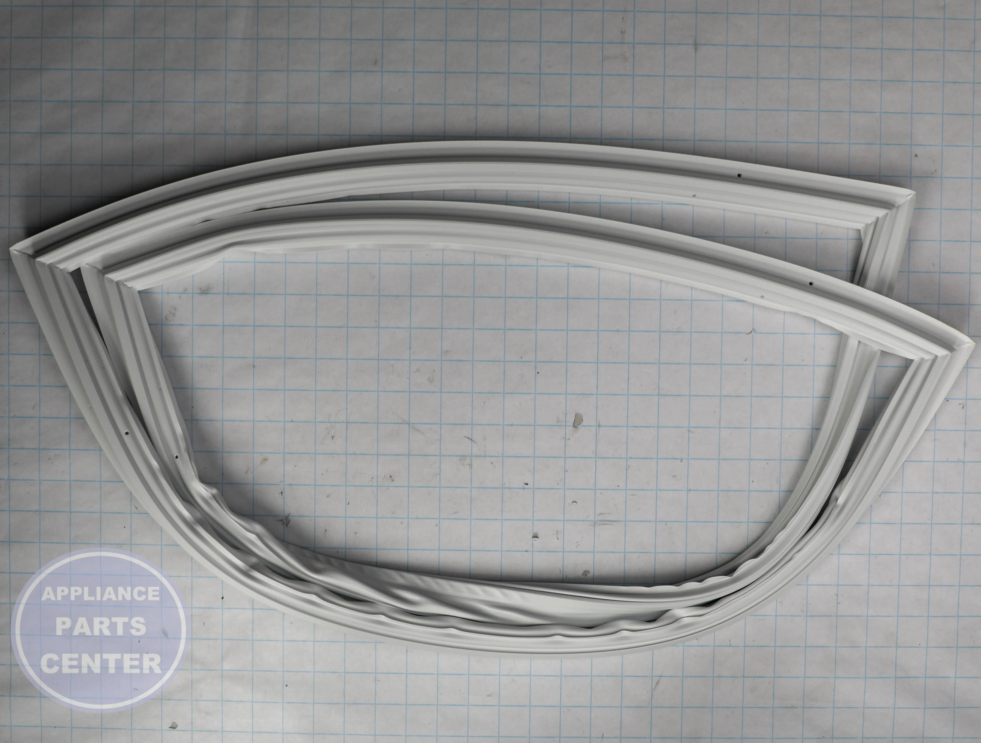 WHITE FRESH FOOD DOOR GASKET 19 - Side view with precise measurements