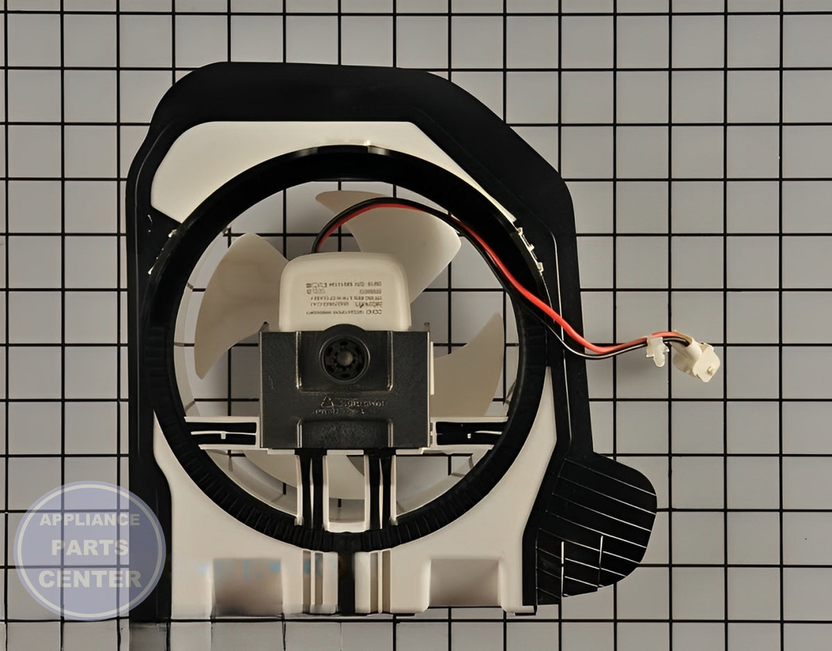 GE REFRIGERATOR SHROUD ASSEMBLY CONDENSER FAN MOTOR WR17X24348 - Main view showing efficient cooling for GE models