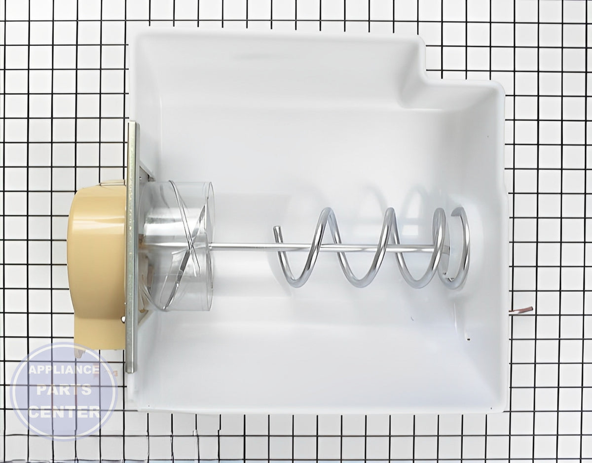 GE REFRIGERATOR ICE MAKER AUGER AND BUCKET ASSEMBLY WR17X4312 - Main view showing reliable ice production for multiple GE models