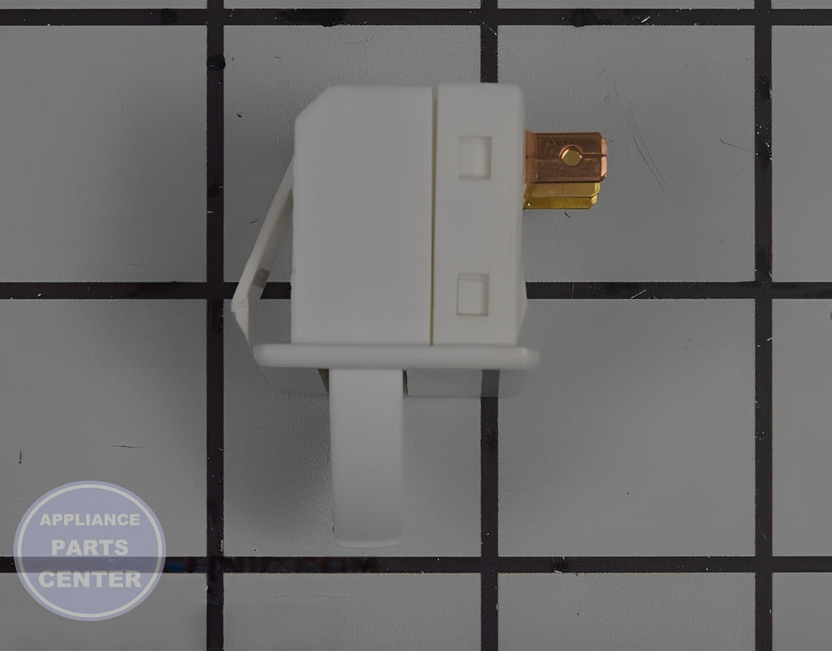 GE REFRIGERATOR DOOR LIGHT SWITCH WR23X21444 - Side view with precise switch specifications