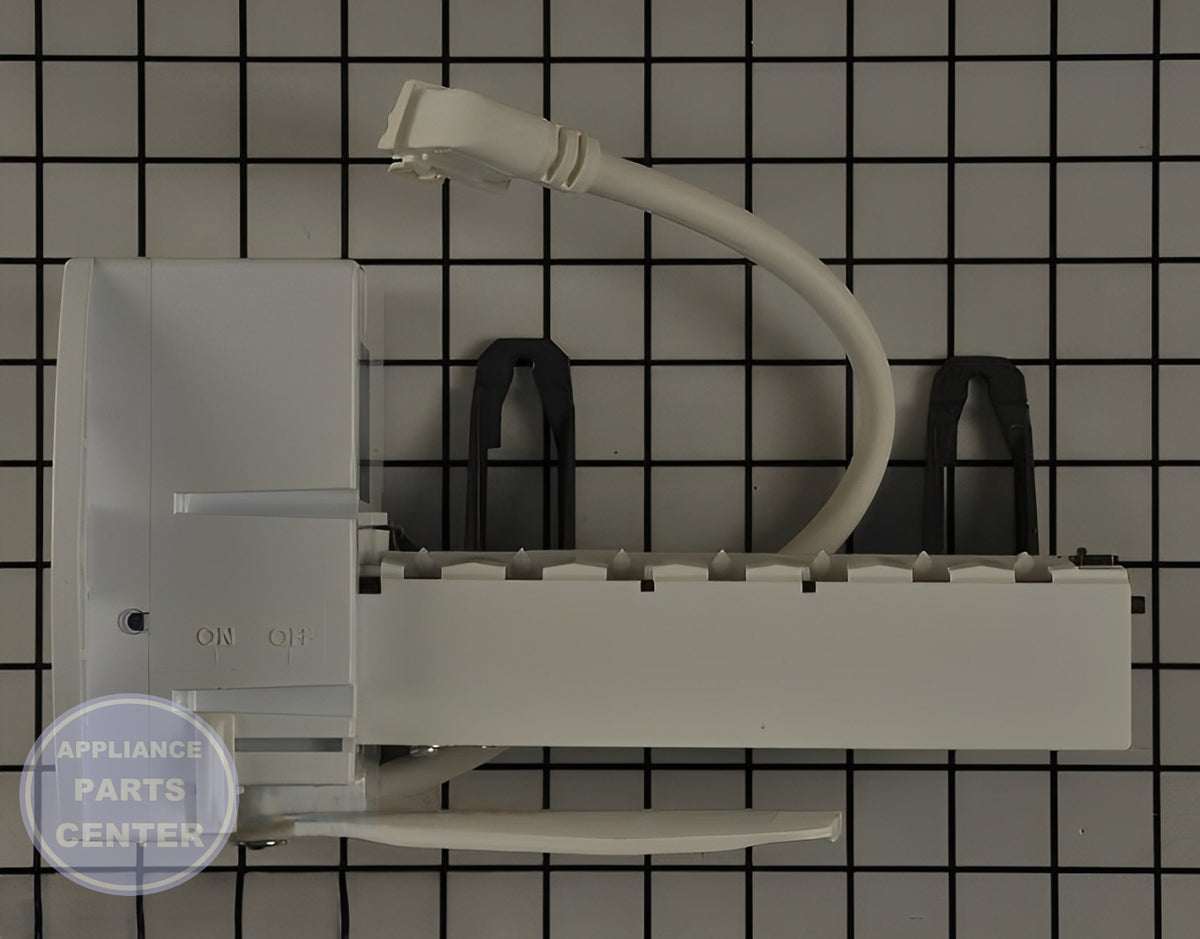 GE REFRIGERATOR ICEMAKER WR30X35287 - Main view showing crystal-clear ice production for GEN Refrigerators