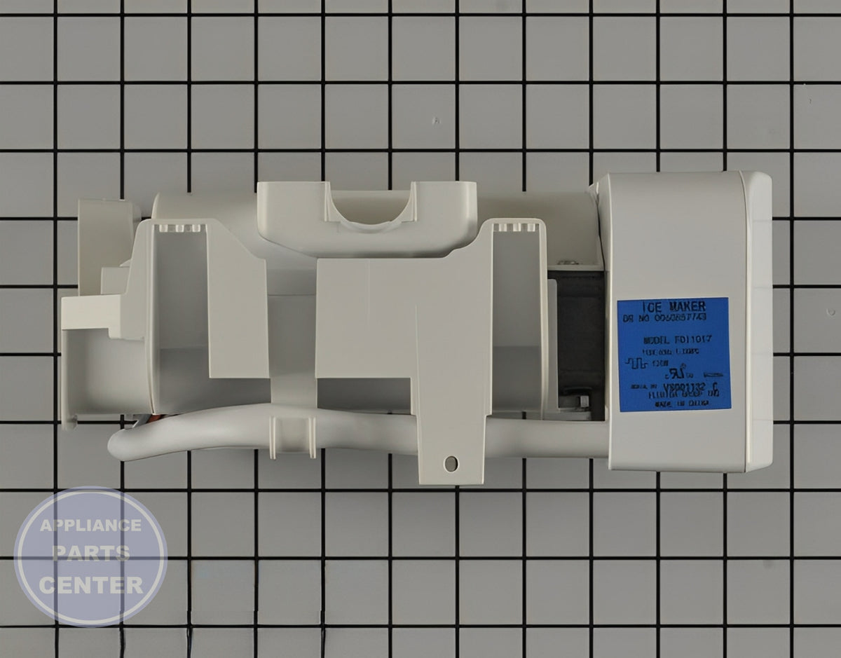 GE REFRIGERATOR SMALL CUBE ICEMAKER WR30X39345 - Side view with efficient ice production