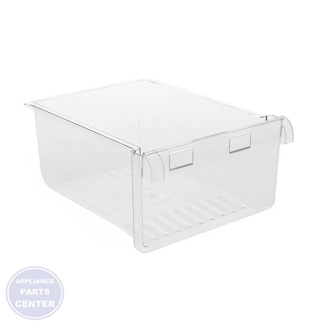 GE REFRIGERATOR PAN VEG HUMIDITY WR32X10479 - Side view with precise measurements