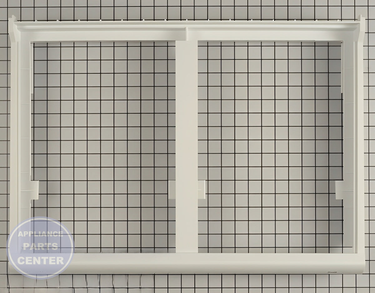 GE REFRIGERATOR VEGETABLE CRISPER PAN COVER WR32X10537 - Main view showing fresh produce organizer for specific models