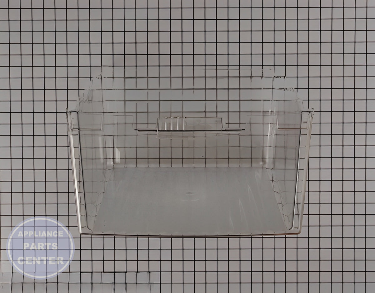 GE REFRIGERATOR CLEAR VEGETABLE CRISPER PAN WR32X10834 - Detailed view of durable plastic material