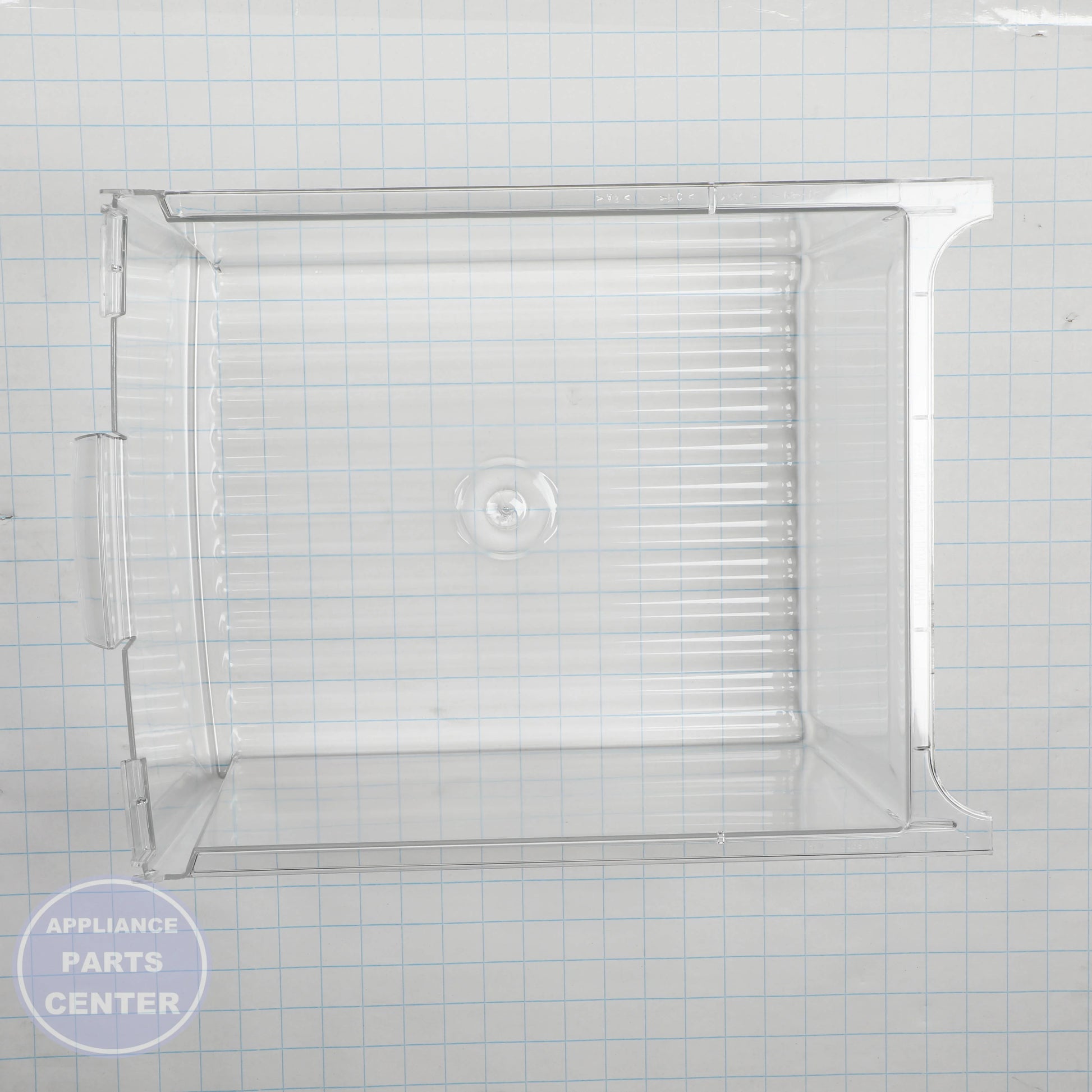 REFRIGERATOR VEGETABLE PAN WR32X10837 – Side view with 10 lbs storage capacity