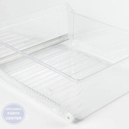 GEH CLEAR VEGETABLE PAN WR32X31962 - Installation in GEH-ABC123 showing easy mounting points