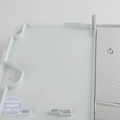 EVAPORATOR COVER & FAN WR49X40247 - Side view with precise measurements