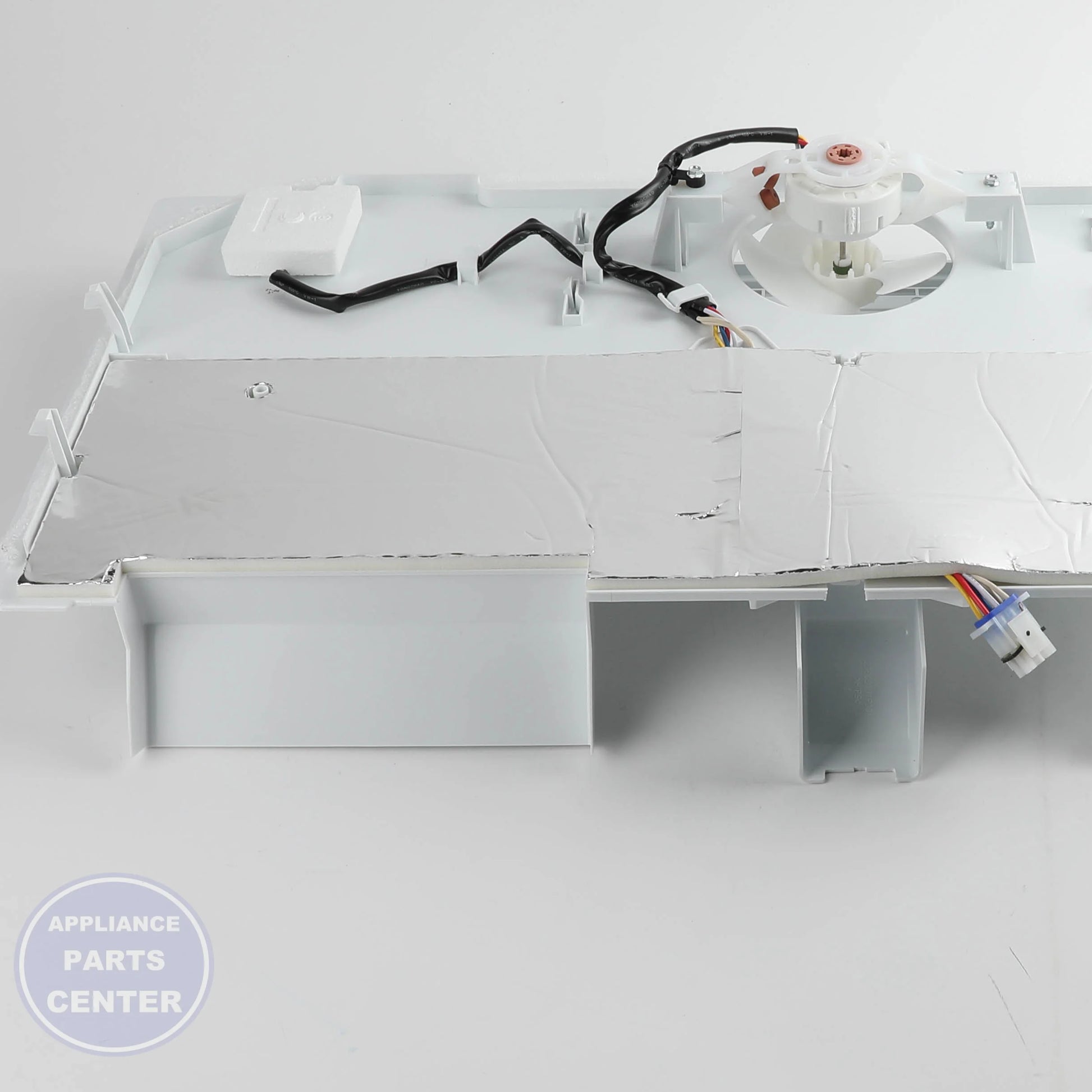 GEH EVAPORATOR COVER & FAN WR49X40247 - Installation in GEH Refrigerator showing key mounting points