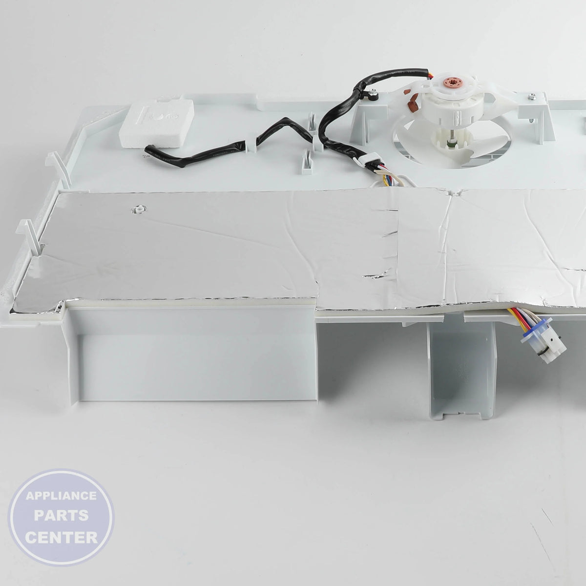 GEH EVAPORATOR COVER & FAN WR49X40247 - Installation in GEH Refrigerator showing key mounting points