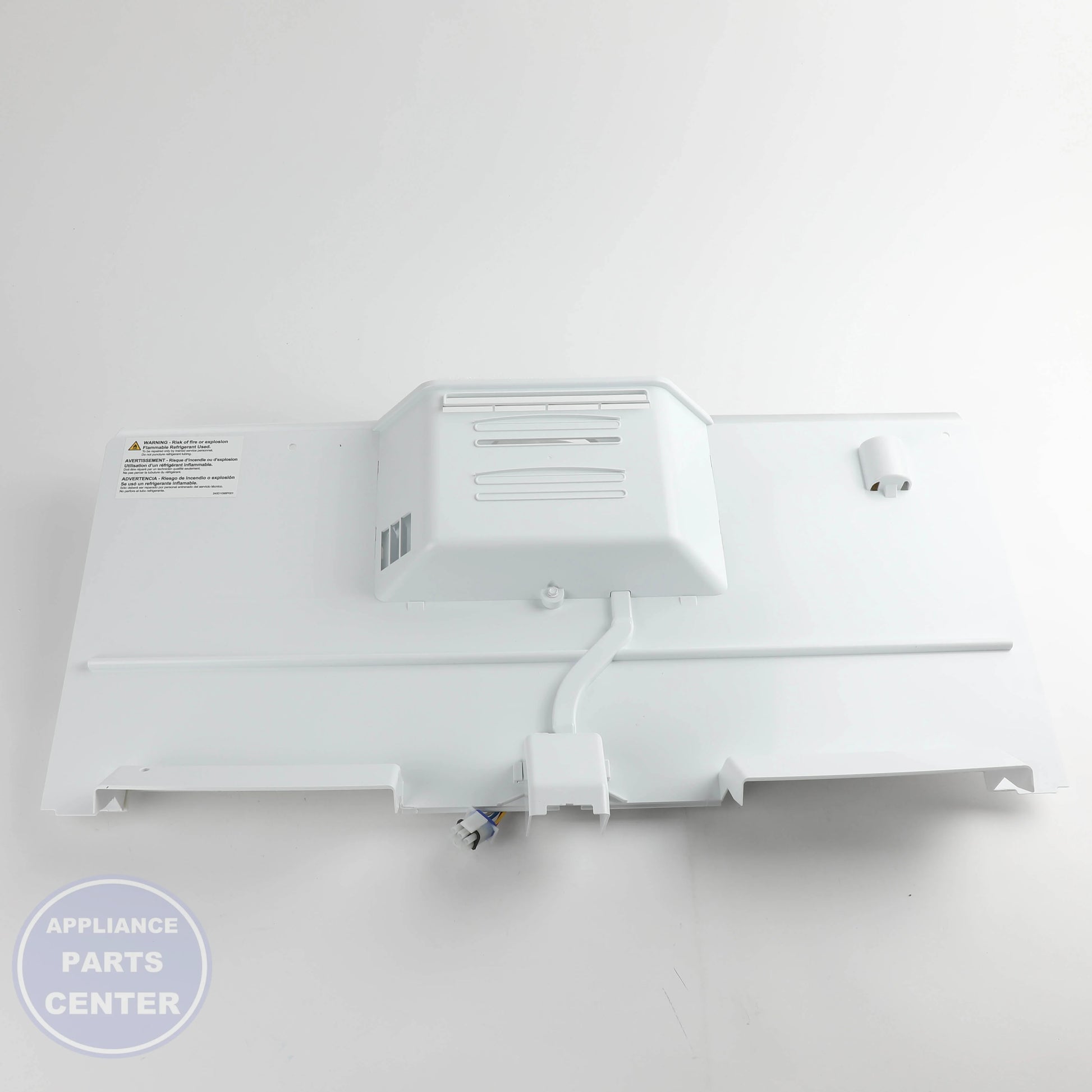 GEH EVAPORATOR COVER & FAN WR49X40247 - Installation in GEH Refrigerator showing key mounting points