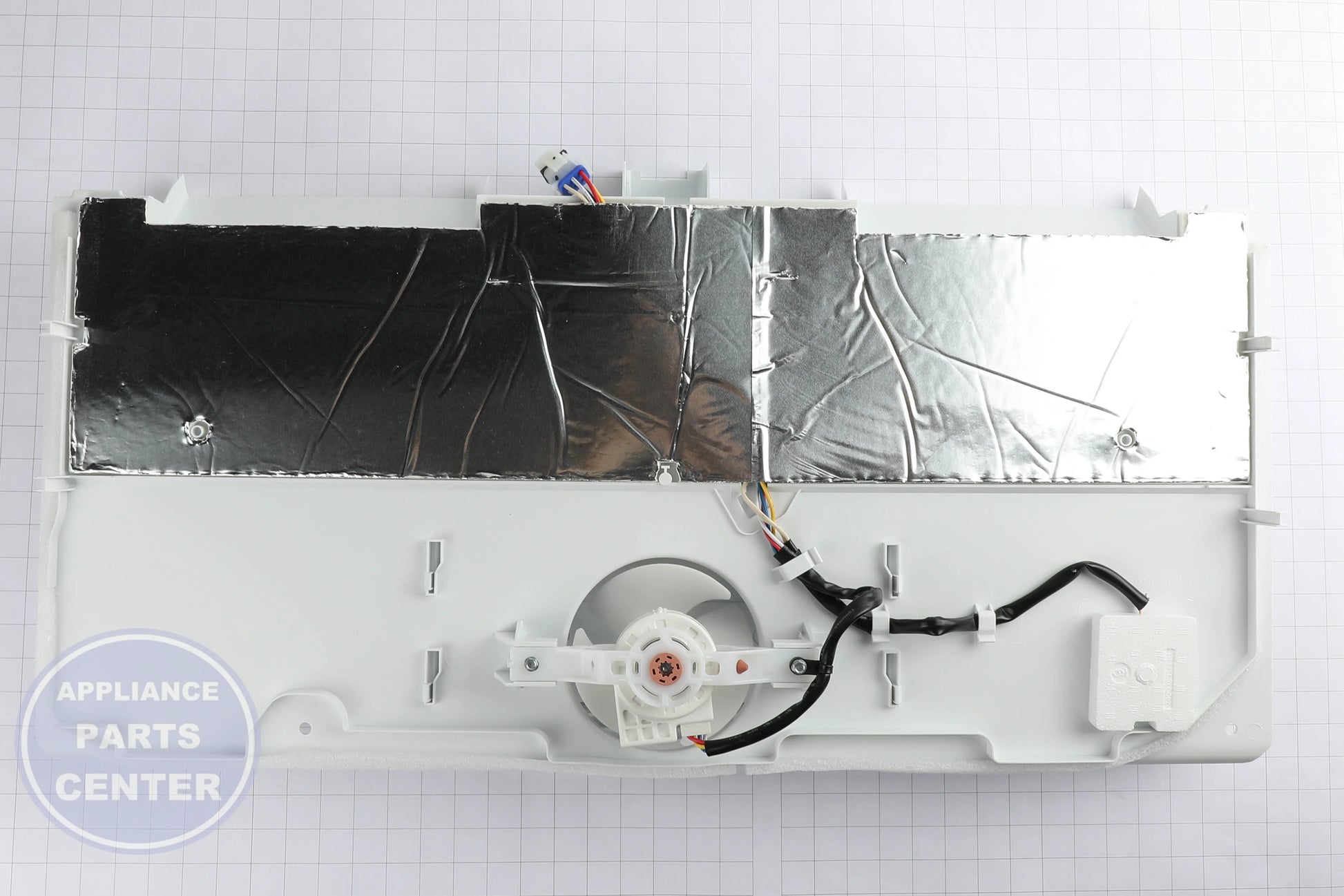 GEH EVAPORATOR COVER & FAN WR49X40247 - Installation in GEH Refrigerator showing key mounting points