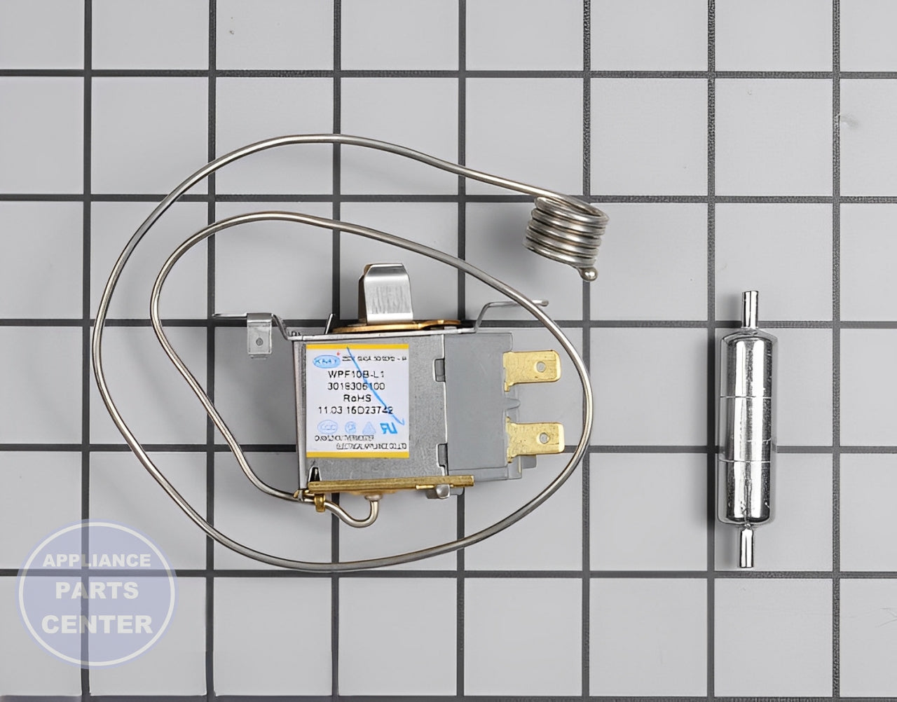 GE REFRIGERATOR THERMOSTAT ASSEMBLY WR50X10104 - Main view showing temperature control for various GE models