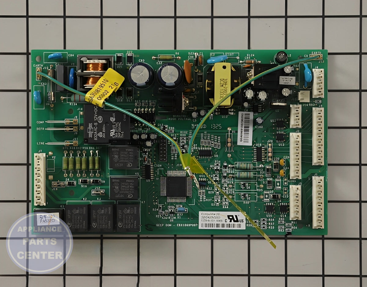 GE Main Control Board WR55X11059 - Main view showing circuit components for GE refrigerator models