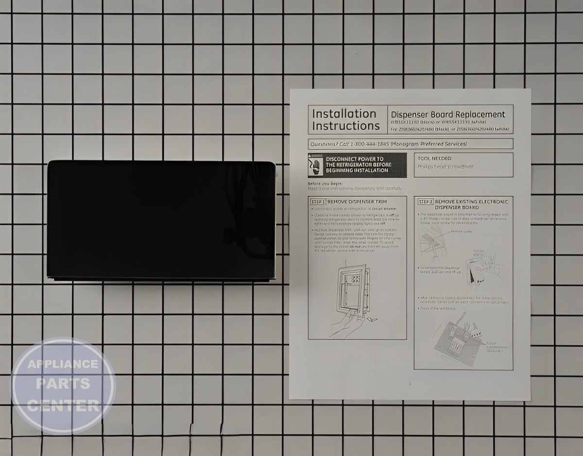 GE REFRIGERATOR BLACK GLASS TOUCH DISPENSER WR55X23461 - Main view showing sleek design for compatible models