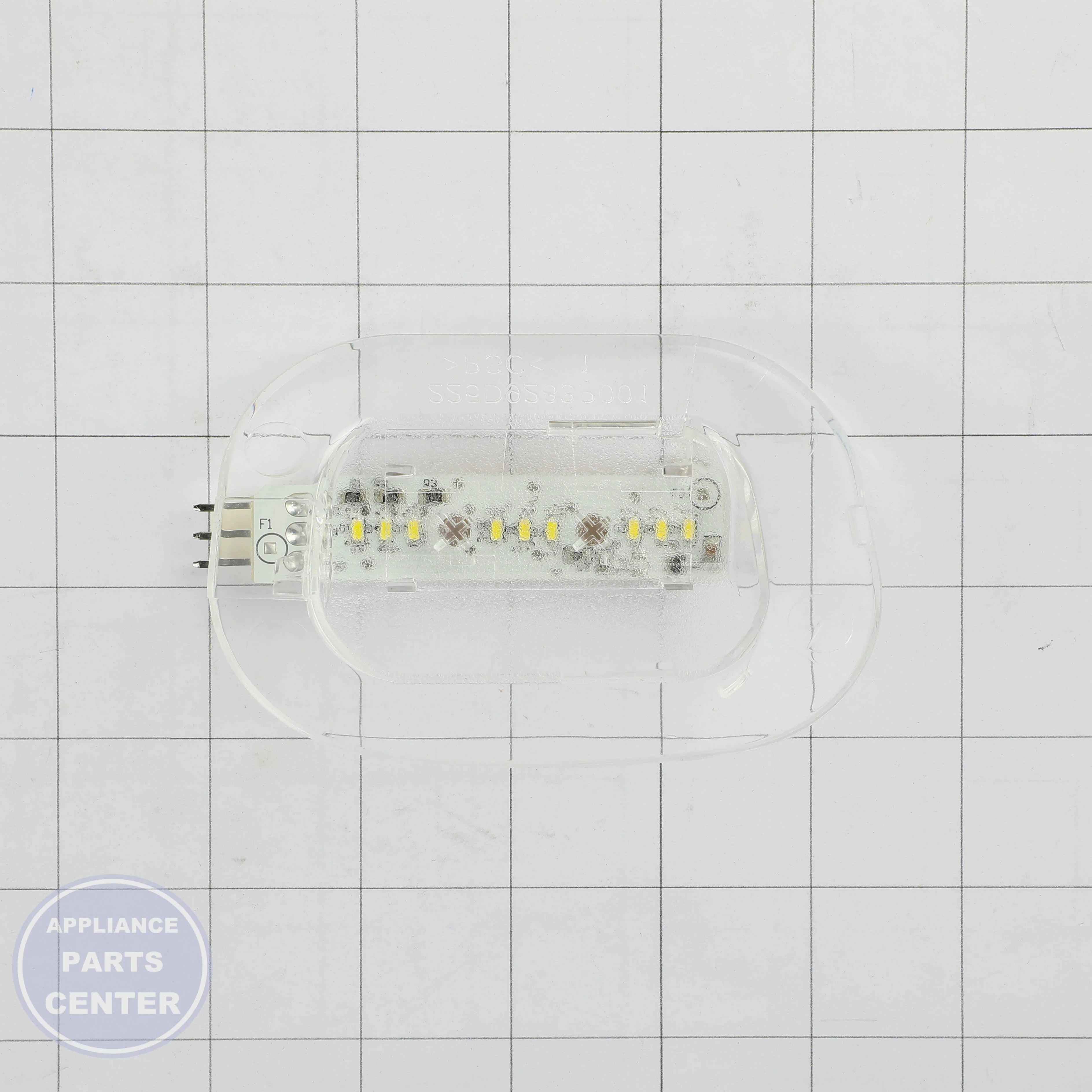 BOARD LED LIGHT ASM WR55X24870 - Side view with precise light specifications