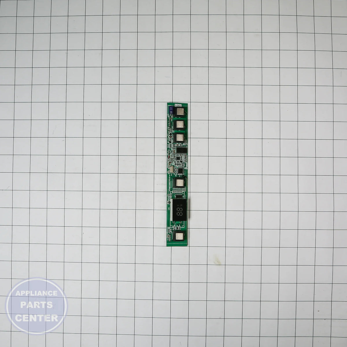 CONTROL BOARD WR55X28261 - Side view with precise measurements and technical specs