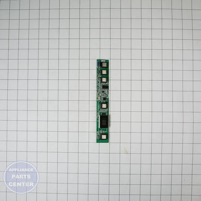 CONTROL BOARD WR55X28261 - Side view with precise measurements and technical specs
